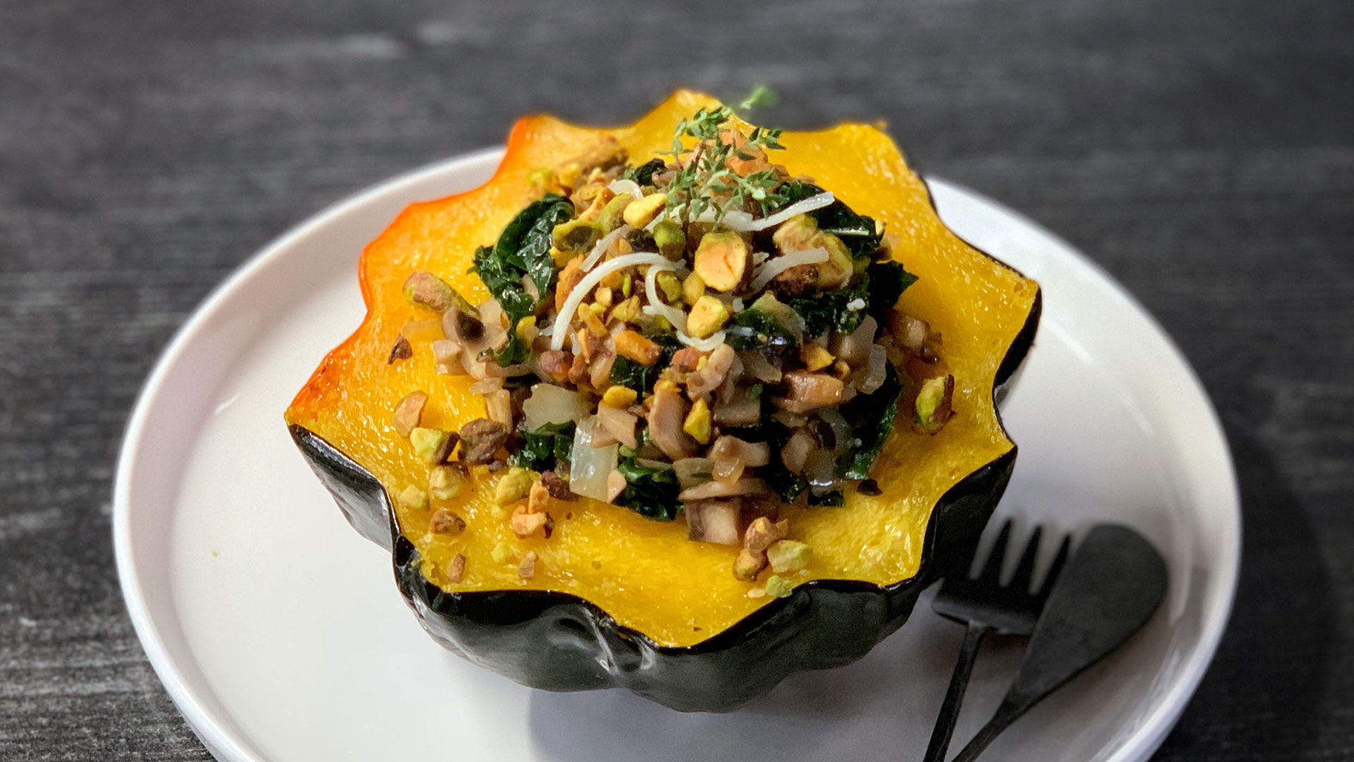 Acorn squash, Quinoa, Pistachios 