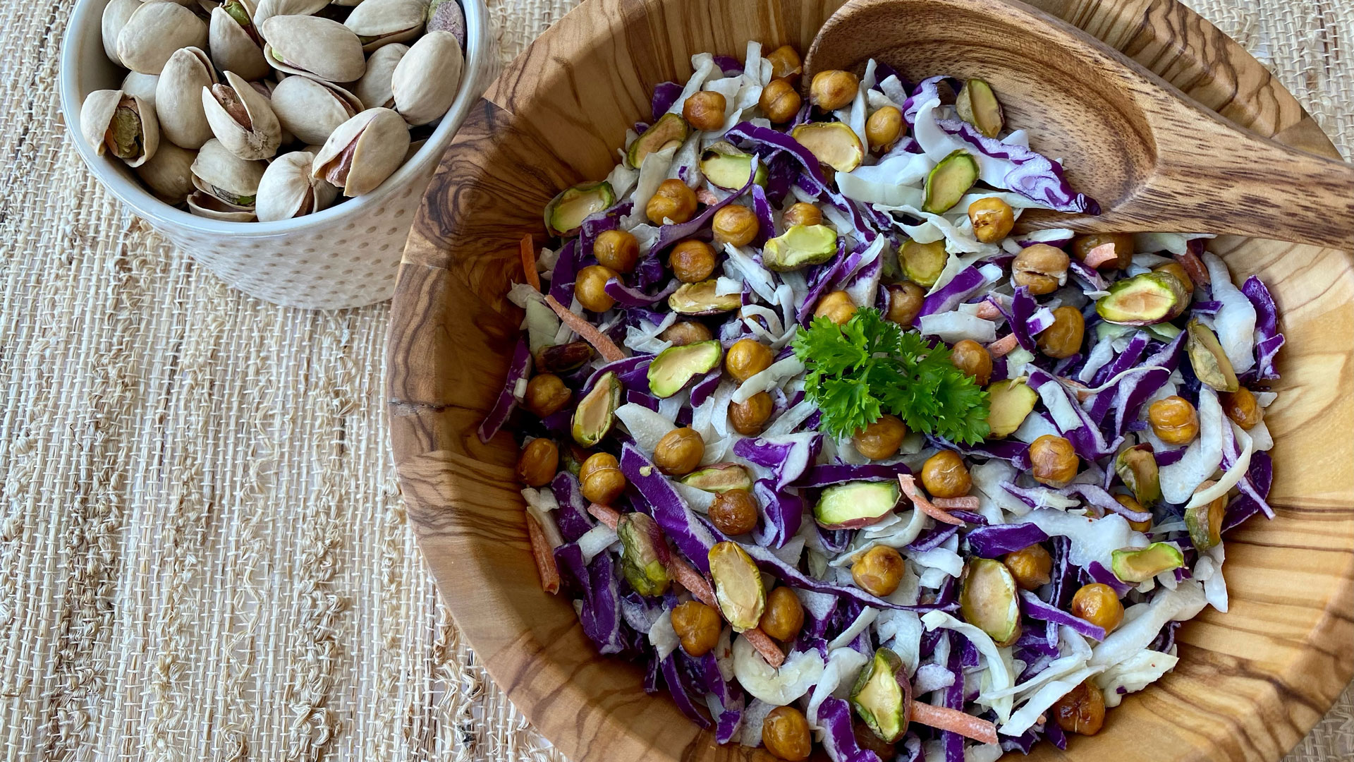 Chickpea Pistachio Tahini Slaw