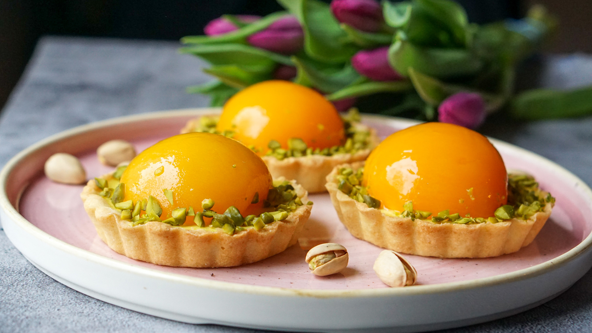 Peach Pistachio Tartlets