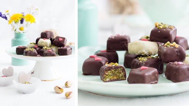 Pistachio and Almond Praline Chocolates