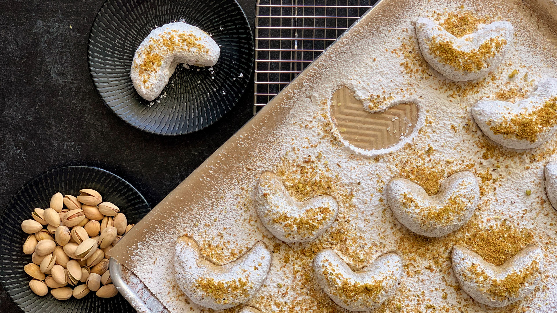 Pistachio Crescent Cookies