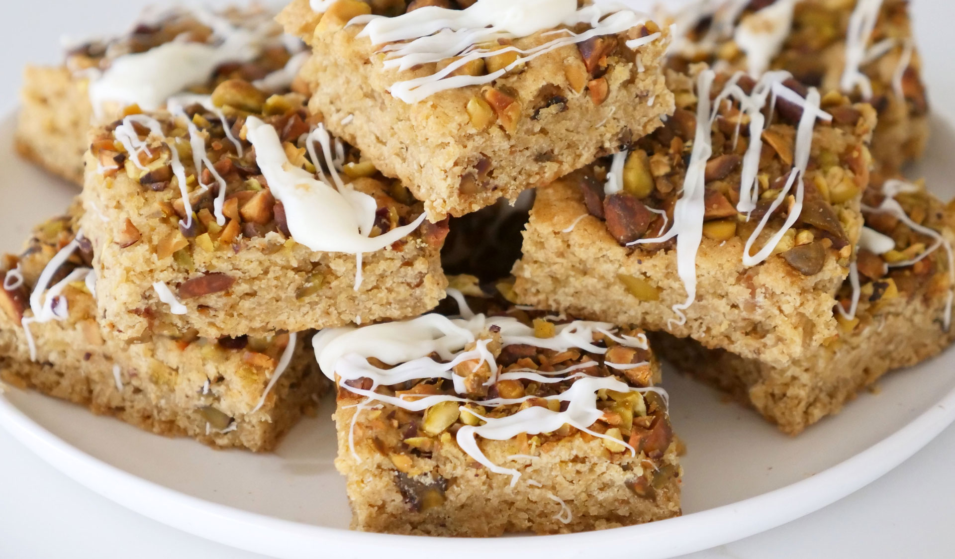 Plant-Based Chickpea Pistachio Blondies