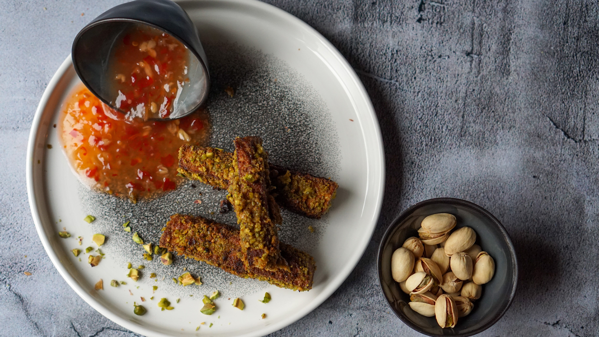 Tofusticks with a Crispy Pistachio Crust