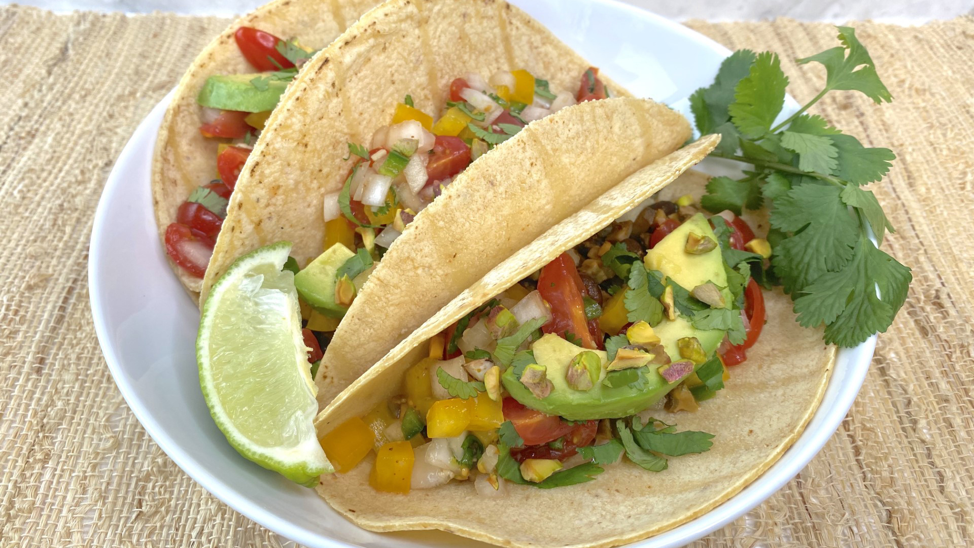 Veggie Black Bean & Pistachio Tacos