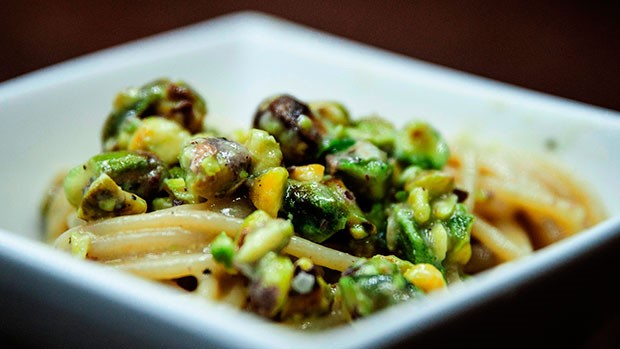 Whole Grain Spaghetti, Pecorino Cheese, Pepper and Pistachios