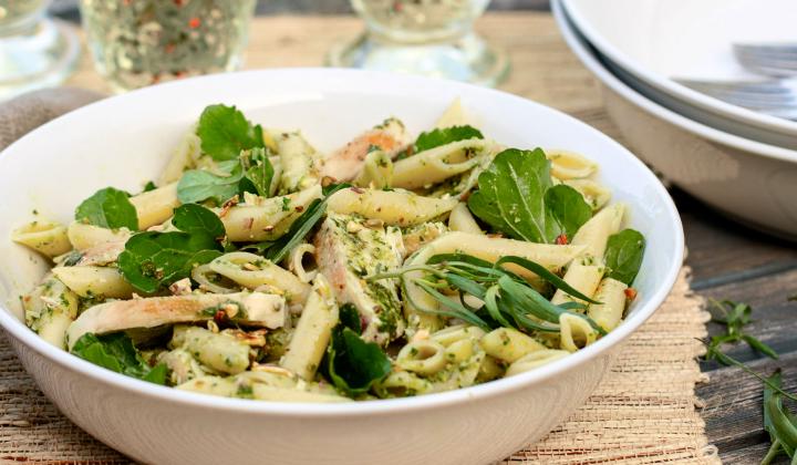 Chicken and Terragon-Pistachio Pesto Pasta