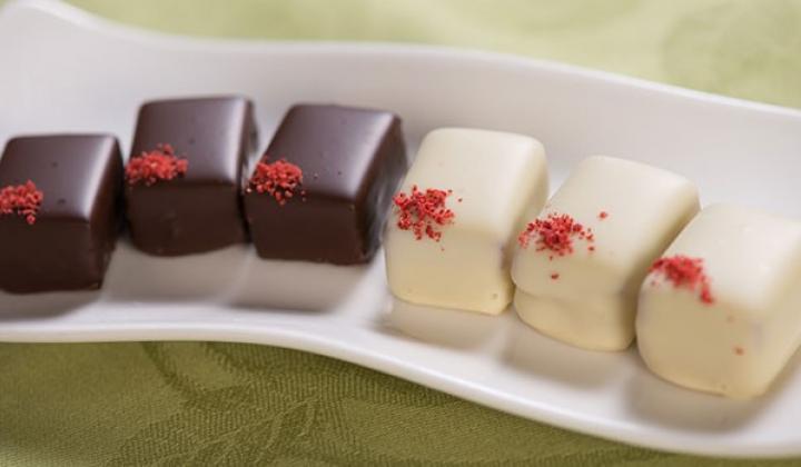 Chocolate Candies Filled with Pistachio Gianduja with Apricots  