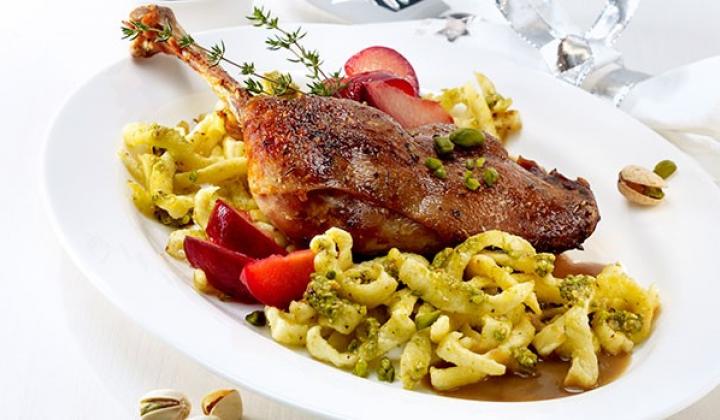 Goose Legs with Pistachios Spaetzle