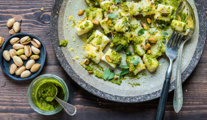 Homemade Ricotta Lemon Gnocchi with Pistachio Pesto