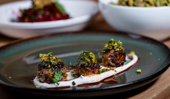 Lamb Meatballs with Pistachio Pesto