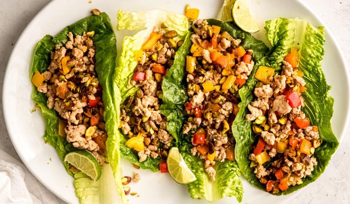 Pistachio Chicken Lettuce Wraps