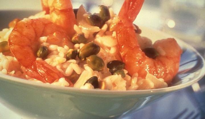 Pistachio Risotto with Shrimp