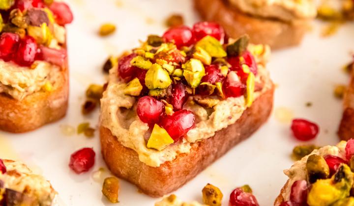 Pistachio and White Bean Crostini