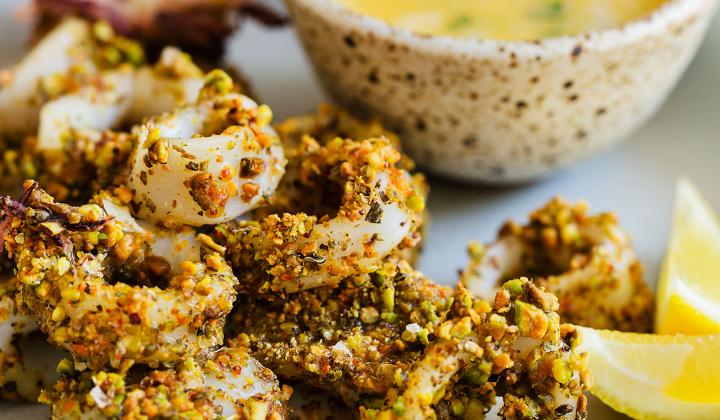 Pistachio Crusted Calamari with Easy Beurre Blanc Sauce