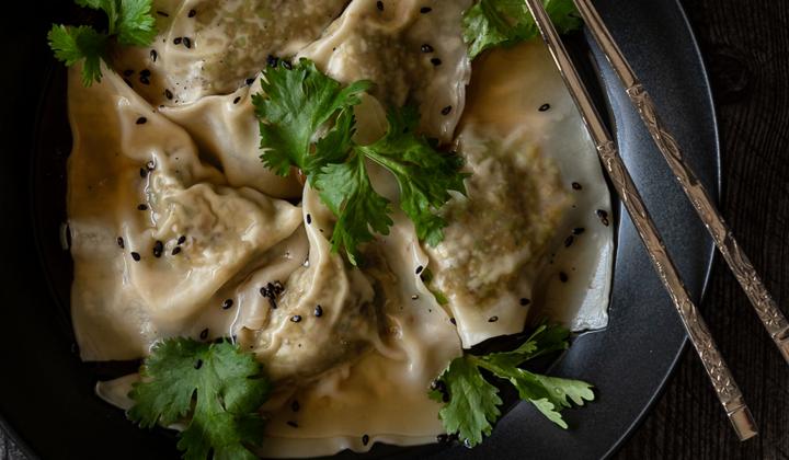 Pistachio Edamame Dumplings