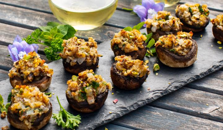 Pistachio Stuffed Mushrooms