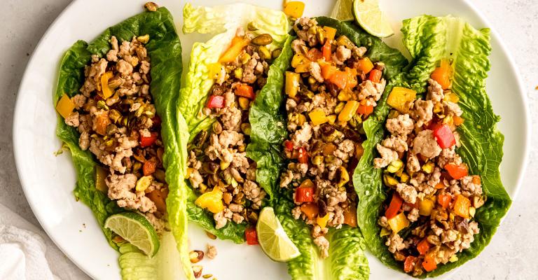 Pistachio Chicken Lettuce Wraps