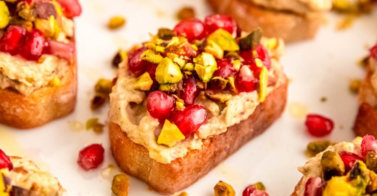 Pistachio and White Bean Crostini